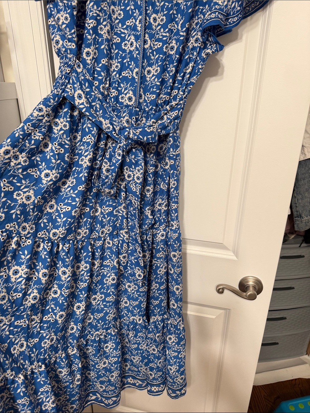 Max Studio Blue Floral Maxi Shirt Dress - Picture 5 of 6